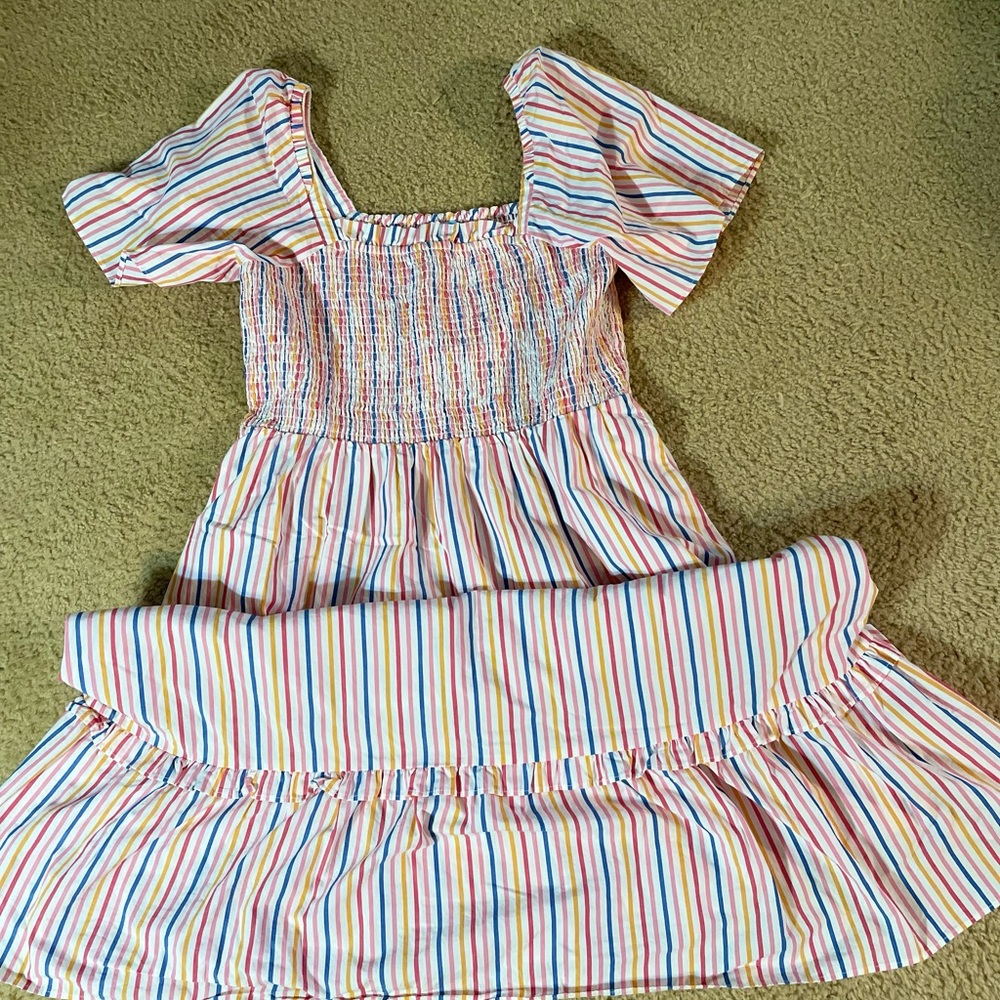 Rainbow Striped Smocked Summer Dress